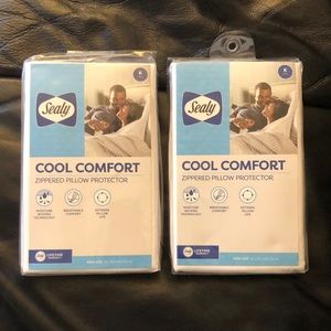 Sealy Cool Comfort Zippered Pillow Protector- King Size- 2 available